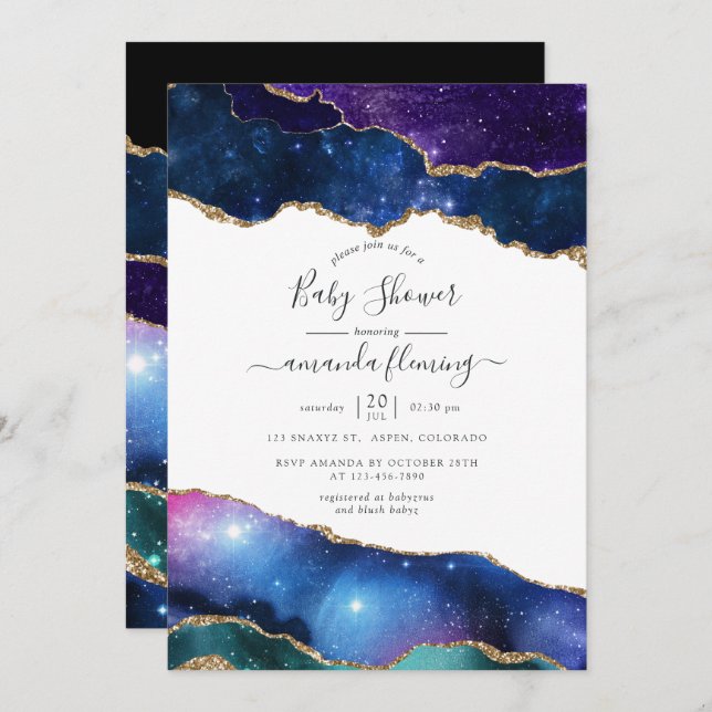 Invitación Galaxy Agate Stone Baby Shower (Anverso / Reverso)