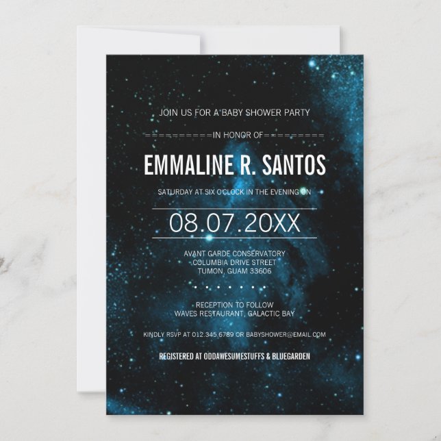 Invitación Galaxy Baby Shower Invite (Anverso)