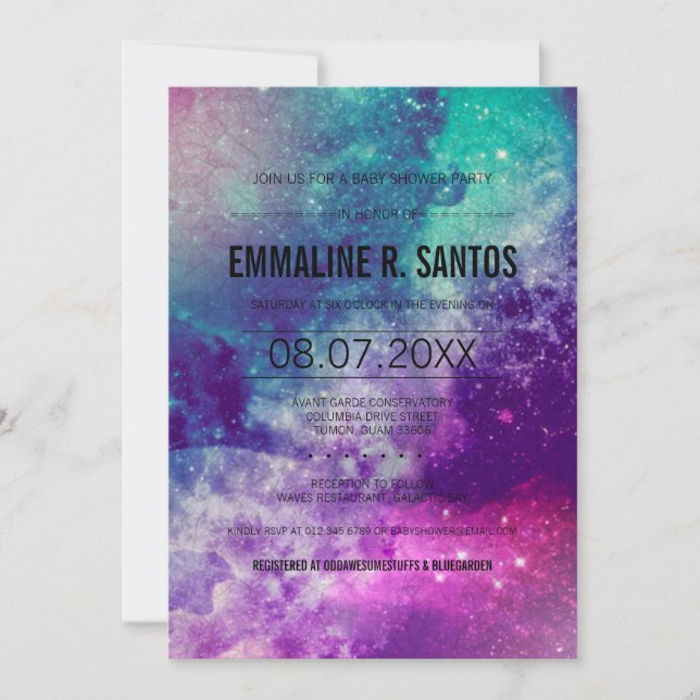 Invitación Galaxy Baby Shower Invite (Anverso)