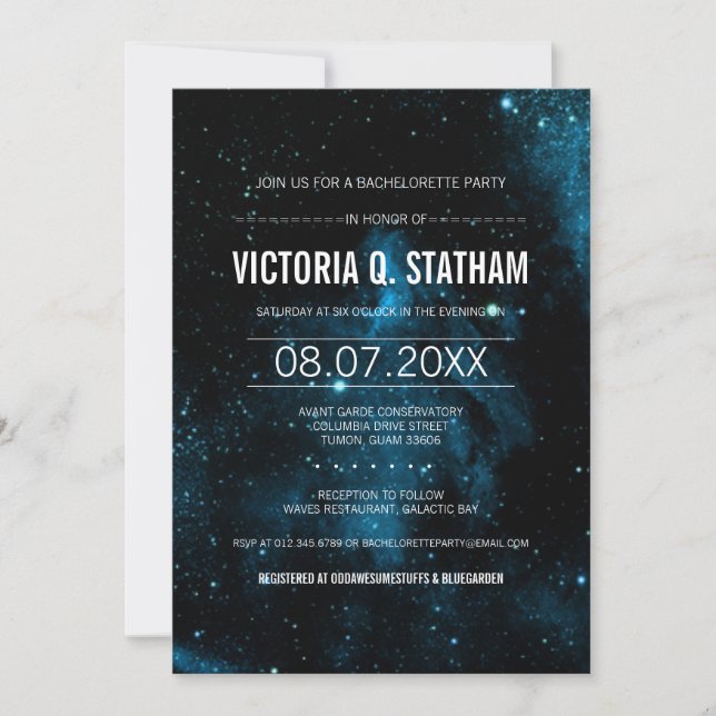 Invitación Galaxy Bachelorette Party Invitado (Anverso)