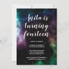 Invitación Galaxy Birthday Party Adolescentes 14 Espacio Cósm