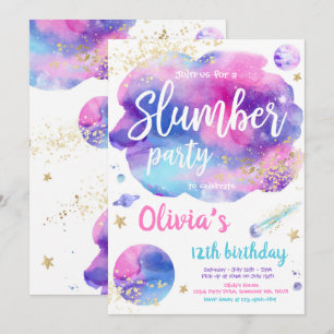 Invitación Galaxy Birthday Party Tween Galaxy Slumber Fiesta