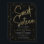 Invitación Galaxy Black Gold Sweet 16th Birthday Party<br><div class="desc">Galaxy Black Gold Sweet 16th Birthday Party Invitation</div>
