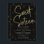 Invitación Galaxy Black Gold Sweet 16th Birthday Party<br><div class="desc">Galaxy Black Gold Sweet 16th Birthday Party Invitation</div>