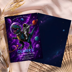 Invitación Galaxy Dino 1er Cumpleaños