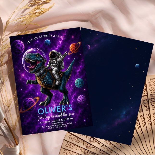 Invitación Galaxy Dino 1er Cumpleaños (Subido por el creador)