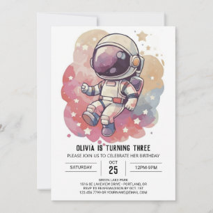Invitación Galaxy Moda Journey Astronauta Cumpleaños