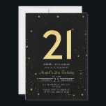 Invitación Galaxy Modern Black and Gold 21st Birthday Fiesta<br><div class="desc">Galaxy Modern Black and Gold 21st Birthday Party Invitation</div>