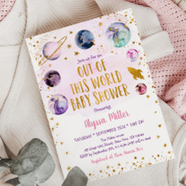 Invitación Galaxy Pink Gold Baby Shower