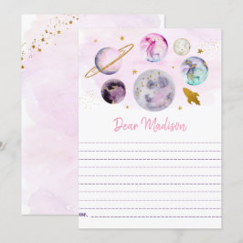 Invitación Galaxy Pink Gold Space Cartas de la cápsula del ti