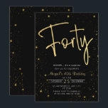 Invitación Galaxy Script Black and Gold 40th Birthday Fiesta<br><div class="desc">Galaxy Script Black and Gold 40th Birthday Party Invitation</div>