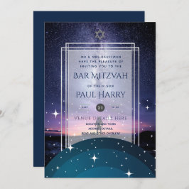 Invitación Galaxy Starry Night BAR MITZVAH Invitó a la Armada