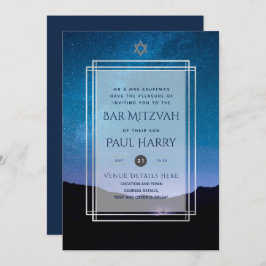 Invitación Galaxy Starry Night BAR MITZVAH Invitó a la Armada