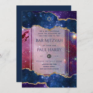 Invitación Galaxy Starry Night BAR MITZVAH Invitó a la Armada