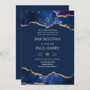 Invitación Galaxy Starry Night BAR MITZVAH Invitó a la Armada