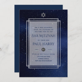 Invitación Galaxy Starry Night BAR MITZVAH Invitó a la Armada