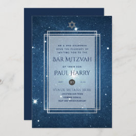 Invitación Galaxy Starry Night BAR MITZVAH Invitó a la Armada