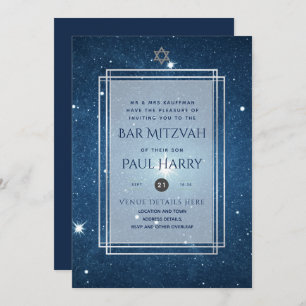 Invitación Galaxy Starry Night BAR MITZVAH Invitó a la Armada