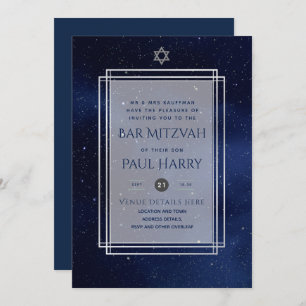 Invitación Galaxy Starry Night BAR MITZVAH Invitó a la Armada