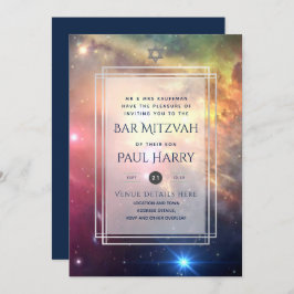 Invitación Galaxy Starry Night BAR MITZVAH Invitó a la Armada