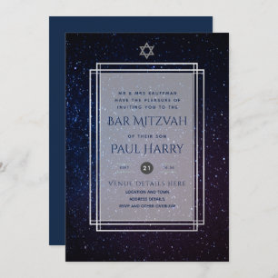 Invitación Galaxy Starry Night BAR MITZVAH Invitó a la Armada