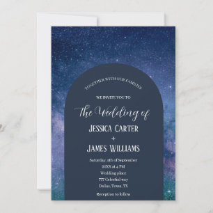Invitación Galaxy Starry Night Celestial Arch Space Boda