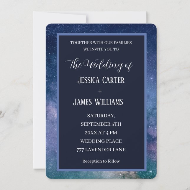 Invitación Galaxy Starry Night Space Boda Universe (Anverso)
