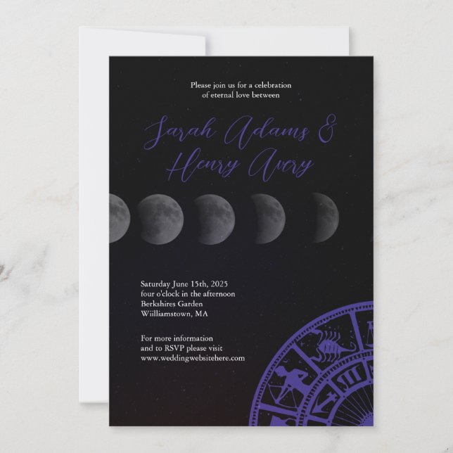 Invitación Galaxy Stars and Moon Wedding Invitation (Anverso)