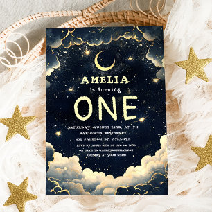 Invitación Galaxy Stars Celestial Bebé Primer cumpleaños