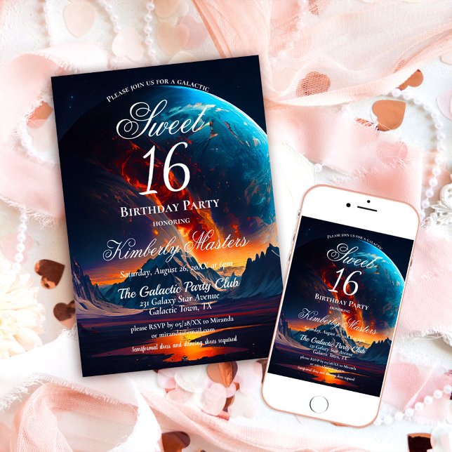 Invitación Galaxy Sweet Dieciséis cumpleaños (Subido por el creador)
