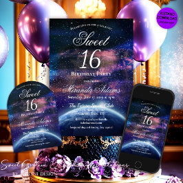 Invitación Galaxy Sweet Dieciséis Cumpleaños