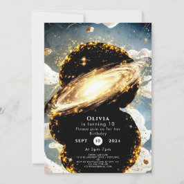 Invitación Galaxy Watercolor Space Cumpleaños