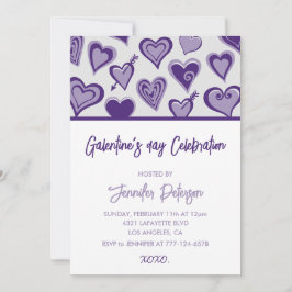 Invitación galentina xoxo Valentines corazones mod