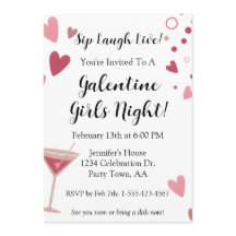 Galentine Girls Night Out Martini Pink