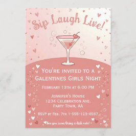 Invitación Galentine Girls Night Out Sip Laugh Live in Pink 