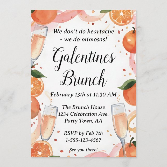 Invitación Galentine Mimosa Brunch Party Invite Personalized (Anverso)