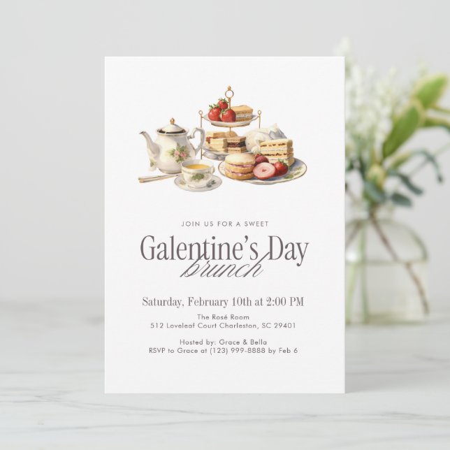 Invitación Galentine’s Day Brunch (Anverso de pie)