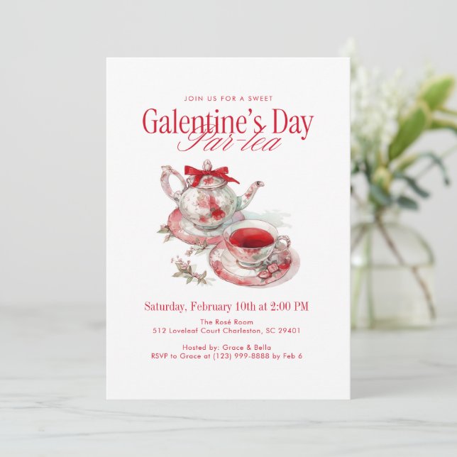 Invitación Galentine’s Day Par-tea (Anverso de pie)