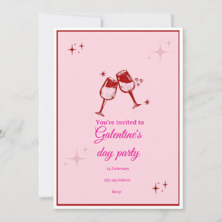 Invitación Galentine’s Day Party Invitation | Pink Champagne 
