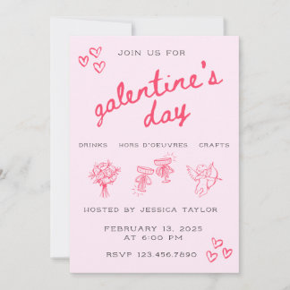 Invitación Galentine’s Day Valentines Girly Invitation
