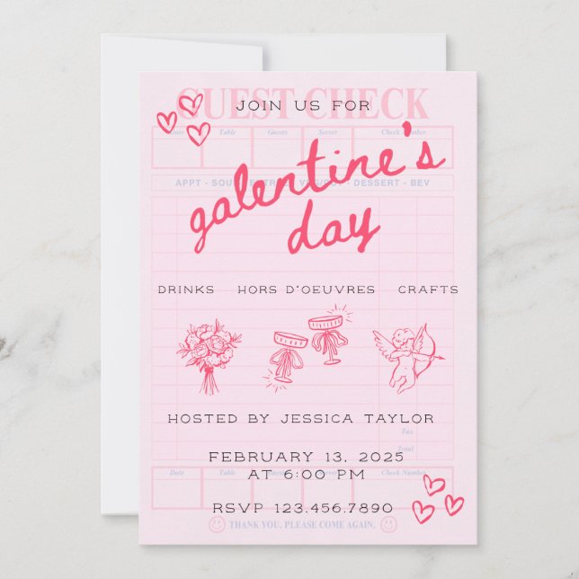 Invitación Galentine’s Day Valentines Girly Invitation (Anverso)