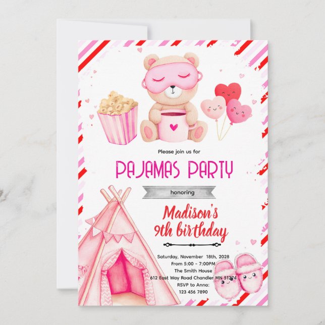 Invitación Galentine’s Pajama Party Invitation (Anverso)