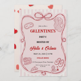 Invitación Galentine’s Party Invitation Printable, Pink & Red