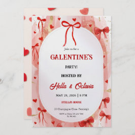 Invitación Galentine’s Party Invitation Printable, Pink & Red