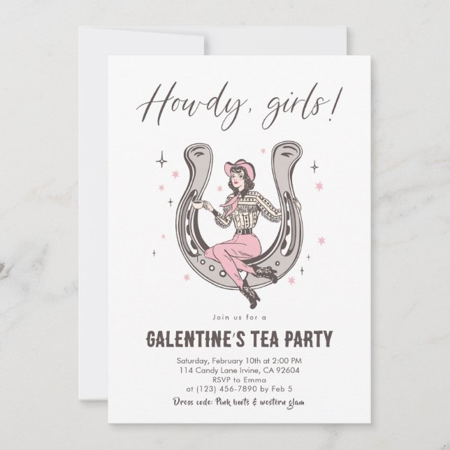 Invitación Galentine’s Tea Party Invitation (Anverso)