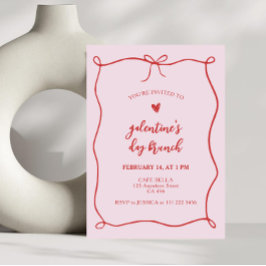 Invitación Galentines Cafe Brunch Bow Frame