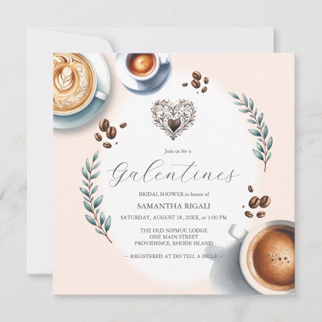 Invitación Galentines Coffee Bridal Shower (Anverso)