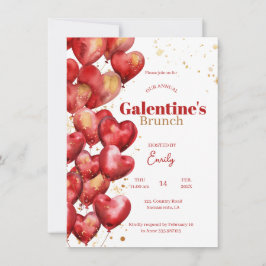 Invitación Galentine's Day acuarela corazón rojo moderno