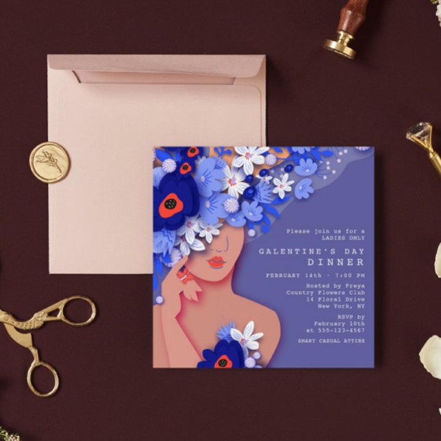 Invitación Galentine's Day Dinner Modern Girly Floral (Subido por el creador)