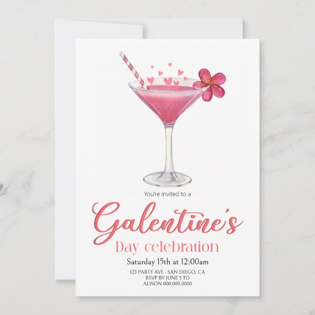 Invitación  Galentine's Day  Girls party Invitation (Anverso)